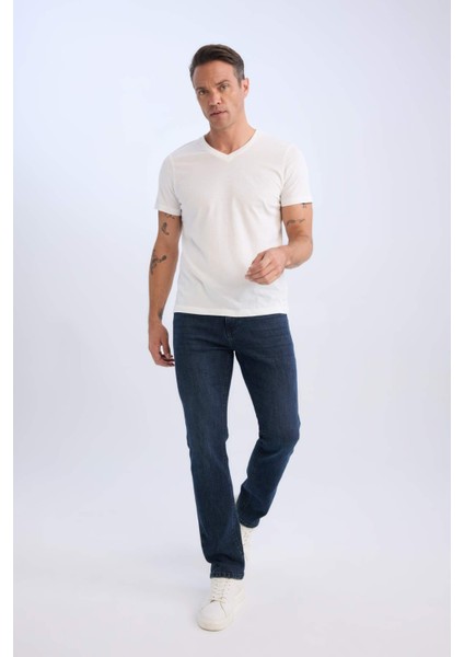 New Regular Fit V Yaka Basic Düz Kısa Kollu Tişört D7938AX25SP