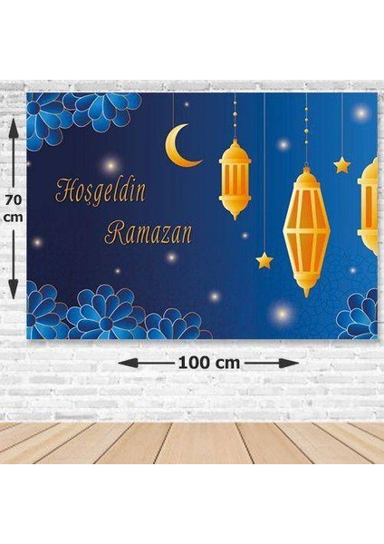 Hoş Geldin Ramazan Afiş Mavi 70*100 cm