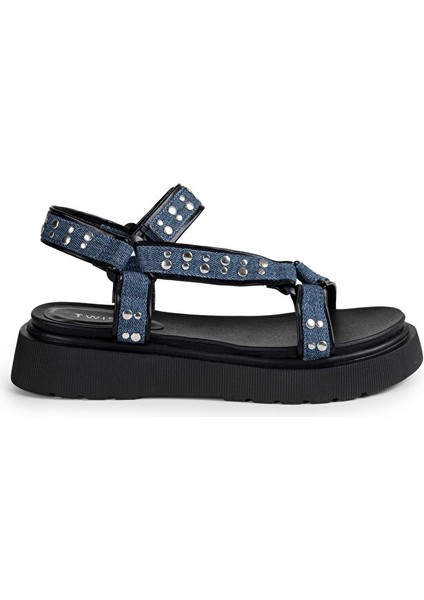 TROK BASKILI DENİM SANDALET TS1250033003089