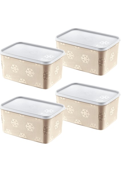 4'Lü Set No Frost Saklama Kabı Latte 2600 ML