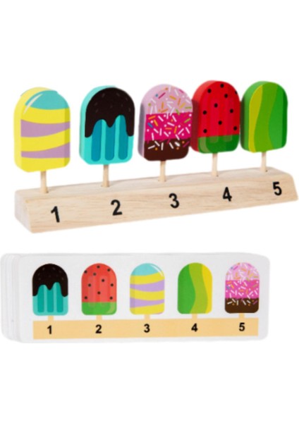 Ahşap Pretend Play Educational Mutfak Aksesuarları Playset Popsicle (Yurt Dışından)