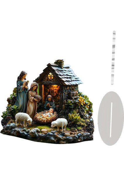 Jesus Nativity Scene Süs 2d Hediye Tablo Merkezi Kitaplık Ofisi (Yurt Dışından)
