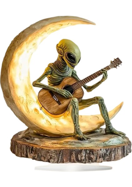 Akrilik Uzaylı Ay Süsü 2d Uzaylı, Kabine Rafı Için Gitar Dekoru Çalıyor (Yurt Dışından)