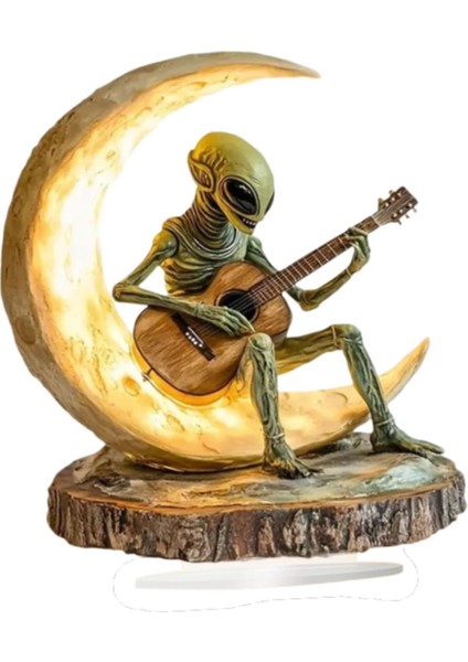 Akrilik Uzaylı Ay Süsü 2d Uzaylı, Kabine Rafı Için Gitar Dekoru Çalıyor (Yurt Dışından)