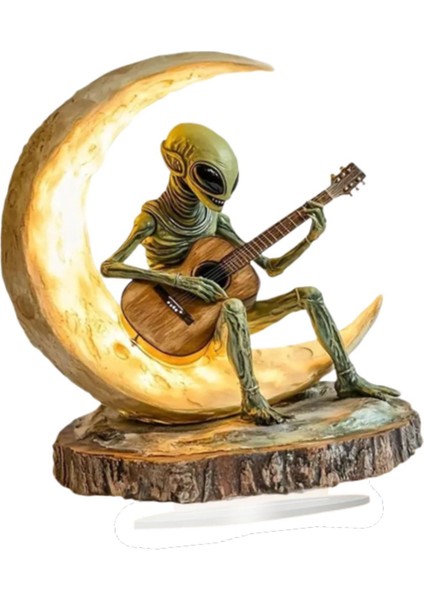 Akrilik Uzaylı Ay Süsü 2d Uzaylı, Kabine Rafı Için Gitar Dekoru Çalıyor (Yurt Dışından)