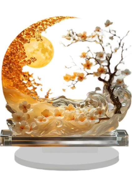 Masaüstü Akrilik Ay Dekorasyon Şenlikli Atmosfer Kavisli Ay Dekorasyonu (Yurt Dışından)