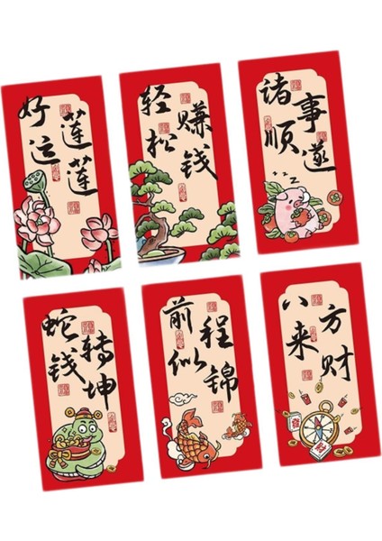 6x Çin Ay Yıırmızı Kırmızı Paketler 2025 Hongbao Hediyeler Dekor (Yurt Dışından) indirimleri