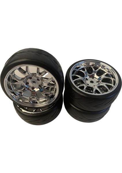 Tamiya TT01 TT02 Hsp Hpı Otomobil Kamyonları Için 4x Tekerlek Jantlar ve Lastikler Beyaz Yükseltme (Yurt Dışından)