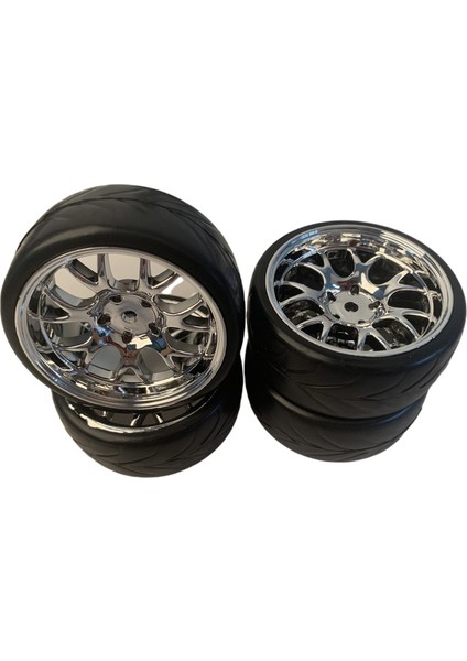 Tamiya TT01 TT02 Hsp Hpı Otomobil Kamyonları Için 4x Tekerlek Jantlar ve Lastikler Beyaz Yükseltme (Yurt Dışından)