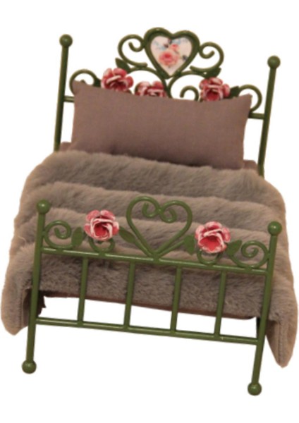 1/12 Dollhouse Sahnesi Fotoğrafçılık Props Dekor Tek Yatılı Model Yeşil (Yurt Dışından) fırsatları