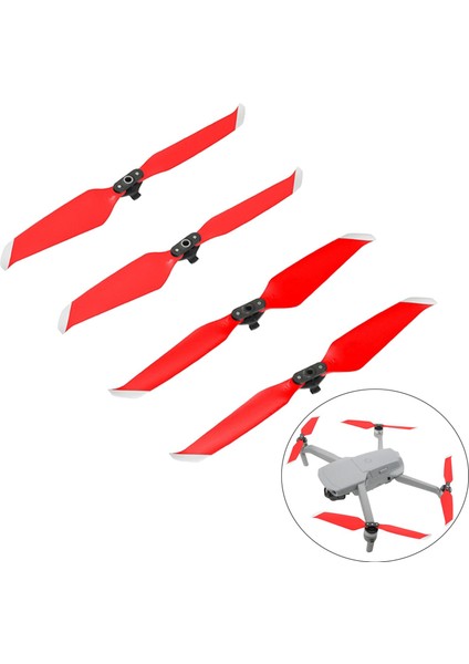Pervane Düşük Gürültülü Sahne Yedek Parça Kiti Dji Mavic Air 2s Aksesuarları 2 Çift Kırmızı (Yurt Dışından)