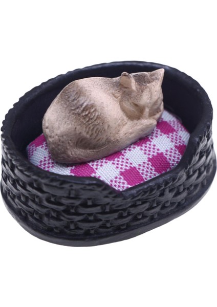 1:12 Dollhouse Uyku Kedi ile Kedi Yuvası Dıy Takviyeleri Hayvan Modeli Hediye Için (Yurt Dışından)