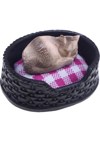 1:12 Dollhouse Uyku Kedi ile Kedi Yuvası Dıy Takviyeleri Hayvan Modeli Hediye Için (Yurt Dışından)