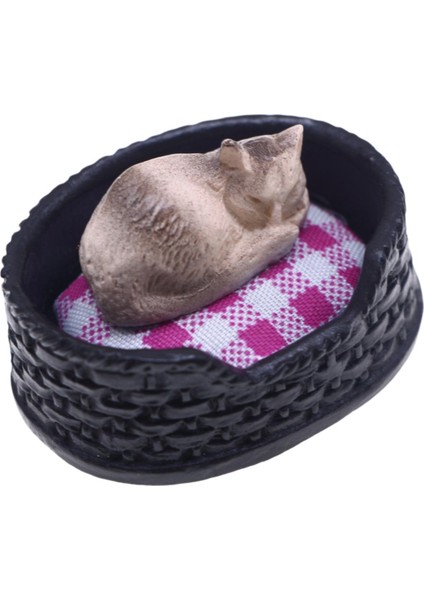 1:12 Dollhouse Uyku Kedi ile Kedi Yuvası Dıy Takviyeleri Hayvan Modeli Hediye Için (Yurt Dışından)
