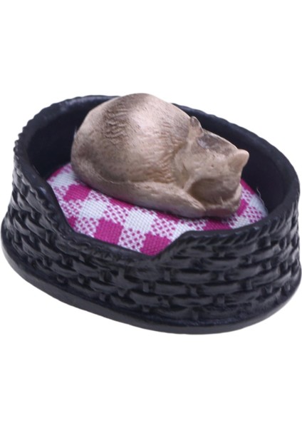 1:12 Dollhouse Uyku Kedi ile Kedi Yuvası Dıy Takviyeleri Hayvan Modeli Hediye Için (Yurt Dışından)