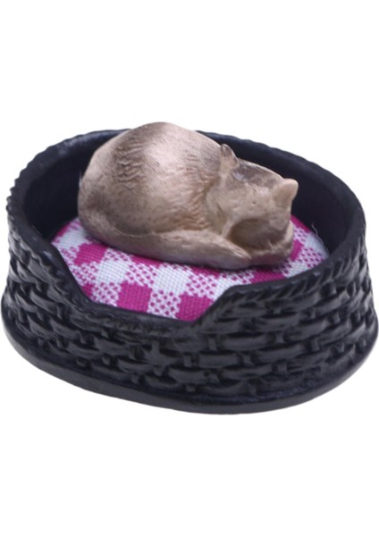 1:12 Dollhouse Uyku Kedi ile Kedi Yuvası Dıy Takviyeleri Hayvan Modeli Hediye Için (Yurt Dışından)