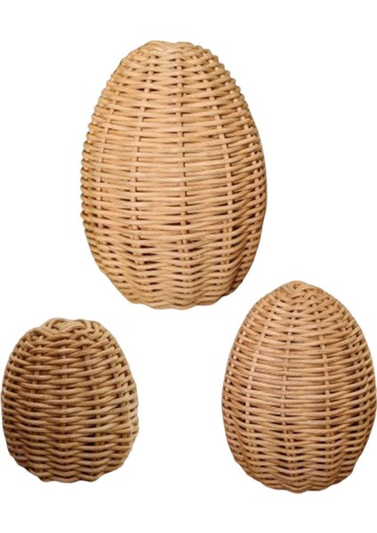 3x El Dokumalı Rattan Paskalya Yumurtası Ev Dekoru Masa Tablosu Oturma Odası Dolabı (Yurt Dışından)