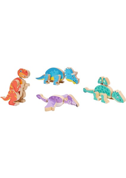 4x Ahşap Dinozor Ahşap Dino Bloklar Kız Hediyesi (Yurt Dışından)