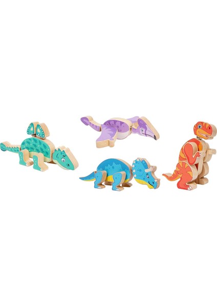 4x Ahşap Dinozor Ahşap Dino Bloklar Kız Hediyesi (Yurt Dışından)