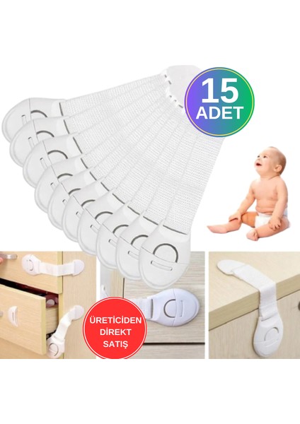 15 Adet Bebek Çocuk Güvenlik Dolap ve Çekmece Kilidi Çok Amaçlı Çocuk Kilit Süper Üstün Yapışma