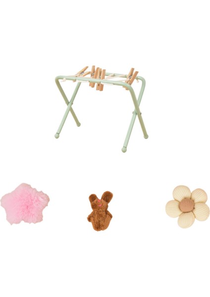 Dollhouse Giysileri Kurutma Raf Demir Model Sahne Dekorasyonu Için Clothpins ile (Yurt Dışından)