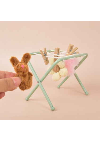 Dollhouse Giysileri Kurutma Raf Demir Model Sahne Dekorasyonu Için Clothpins ile (Yurt Dışından) modelleri