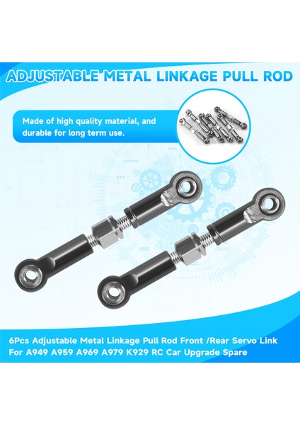 6 Adet Ayarlanabilir Metal Bağlantı Çekme Çubuğu Ön/arka Servo Bağlantı Wltoys A949 A959 A969 A979 K929 Rc Araba Yükseltme Yedek, Gri (Yurt Dışından) fırsatları