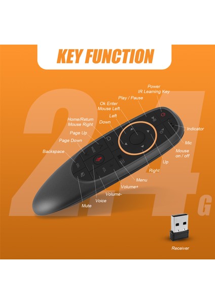 G10S Hava Fare Ses Uzaktan Kumanda 2.4g USB Alıcı Android Tv Kutusu Pc Gyro Algılama Mini Kablosuz Akıllı Uzaktan Kumanda (Yurt Dışından)
