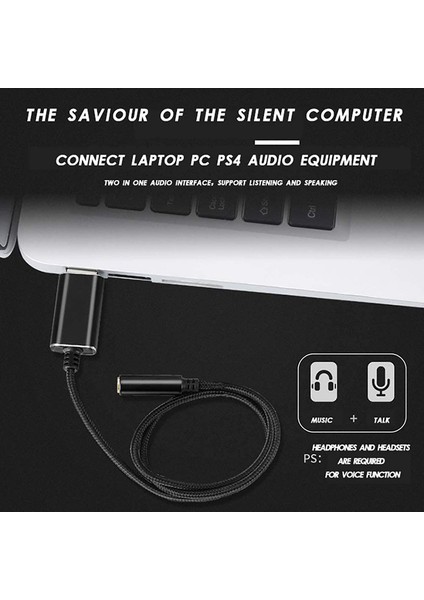 Usb'den 3.5mm Kulaklık ve Mikrofon Jakına Ses Adaptörü 3.5mm Combo Aux Stereo Dönüştürücü ile Kulaklık Mac Ps4 Pc Için (Yurt Dışından)