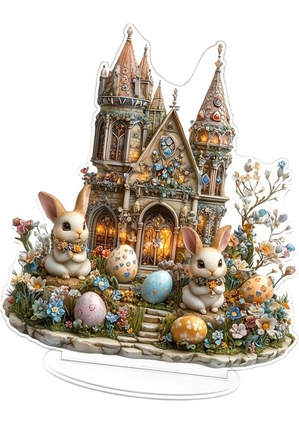 2d Paskalya Kalesi Tavşanı Heykeli Masa Tesisi Ofis Raf Şöminesi Için Heykel (Yurt Dışından)