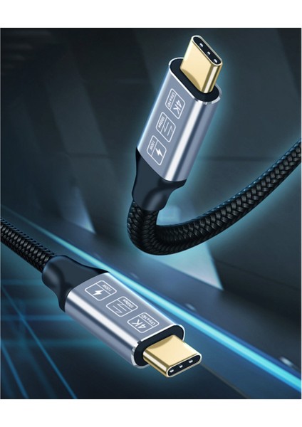 USB 3.1 - Type C 10GB 100W Yüksek Hızlı Iletim Veri Kablosu Telefon Ses Video Hd Projeksiyon Type-C 1m (Yurt Dışından)