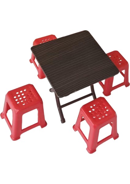 1:12 Ölçekli Bebek Evi Model Masası 4 Sandalyeli Simülasyon Dollhouse Mobilya (Yurt Dışından)