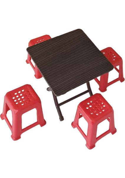 1:12 Ölçekli Bebek Evi Model Masası 4 Sandalyeli Simülasyon Dollhouse Mobilya (Yurt Dışından)