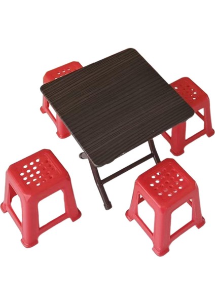 1:12 Ölçekli Bebek Evi Model Masası 4 Sandalyeli Simülasyon Dollhouse Mobilya (Yurt Dışından)