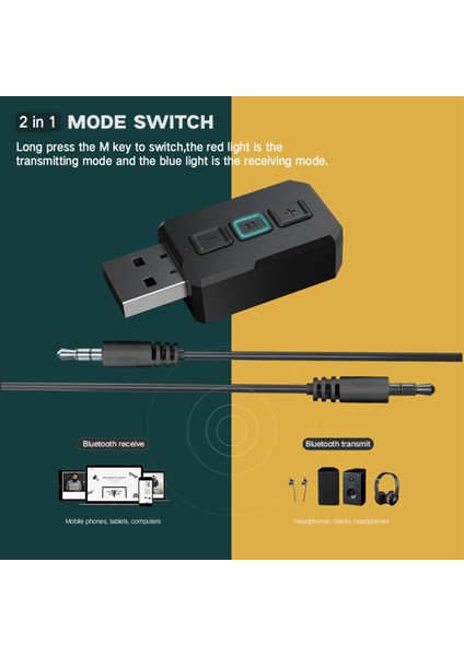 1 Adet Bluetooth 5.0 2'si 1 Arada Verici Alıcı USB Adaptörü 3.5mm Aux Stereo Ses Adaptörü Araba Bilgisayar Tv Için (Yurt Dışından) fırsatları