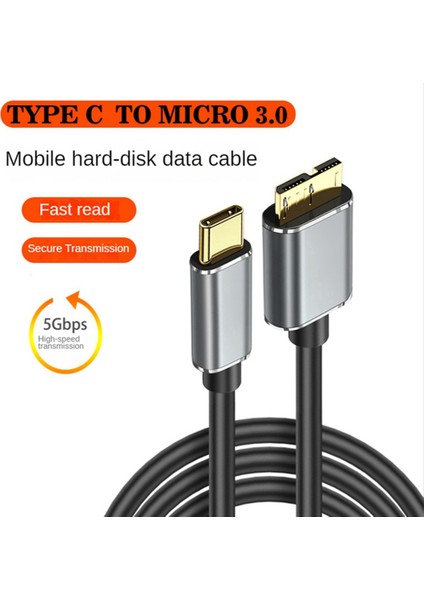 2 Paket 5gbps USB C - Micro-B Kablosu 3.0, Tip C - Micro-B Sabit Disk Kablosu, Dizüstü Bilgisayar Için Micro-B - USB C Kablosu (3.3ft) (Yurt Dışından)