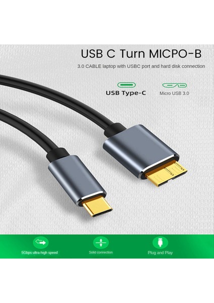 2 Paket 5gbps USB C - Micro-B Kablosu 3.0, Tip C - Micro-B Sabit Disk Kablosu, Dizüstü Bilgisayar Için Micro-B - USB C Kablosu (3.3ft) (Yurt Dışından)