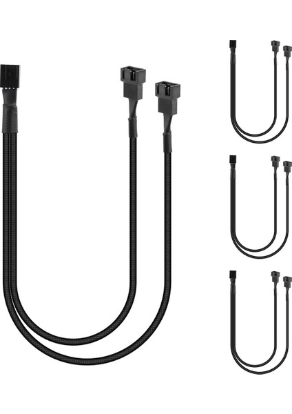 Paket Pwm Fan Ayırıcı Kablo Y Ayırıcı Bilgisayar Pc Fan Güç Kablosu 4 Pin 1 Ila 2 Dönüştürücü, Siyah Kılıflı Örgülü (Yurt Dışından)