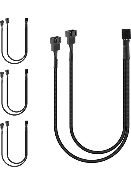 Paket Pwm Fan Ayırıcı Kablo Y Ayırıcı Bilgisayar Pc Fan Güç Kablosu 4 Pin 1 Ila 2 Dönüştürücü, Siyah Kılıflı Örgülü (Yurt Dışından) modelleri
