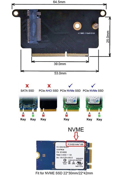 SSD Sabit Disk Adaptör Kartı M.2 Nvme Apple MACBOOK Pro A1708 SSD Sabit Disk Adaptör Kartı Için (Yurt Dışından)