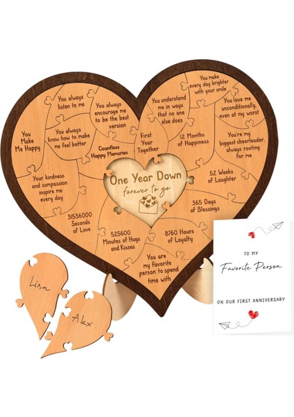 Yıldönümü Hediyesi Ahşap El Sanatları Masaüstü Onun Için Çift Sevgililer Günü 1. Yıldönümü (Yurt Dışından)