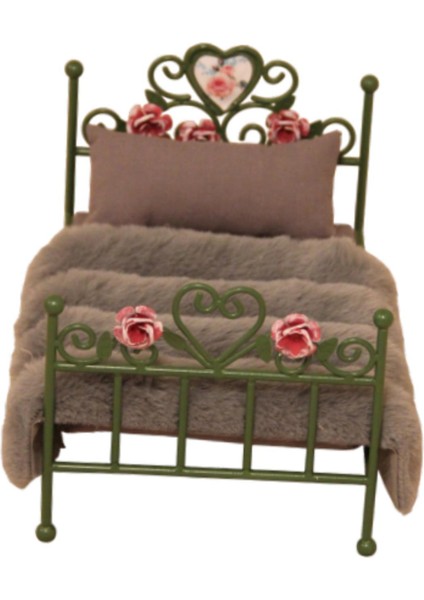 1/12 Dollhouse Oyma Ev Aksesuarları Dekor Tek Yatılı Model Yeşil (Yurt Dışından) fiyatları