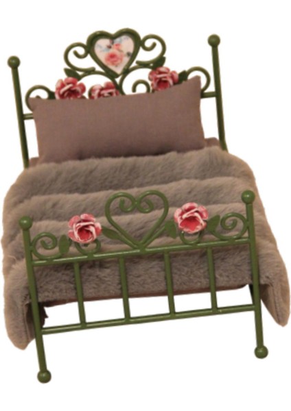 1/12 Dollhouse Oyma Ev Aksesuarları Dekor Tek Yatılı Model Yeşil (Yurt Dışından) indirimleri