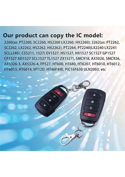 Evrensel 433 Mhz Klonlama Uzaktan Kumanda Anahtarlık, Uzaktan Kumandaları Kopyalar Yedek Garaj Kapısı Açacağı (Yurt Dışından) modelleri