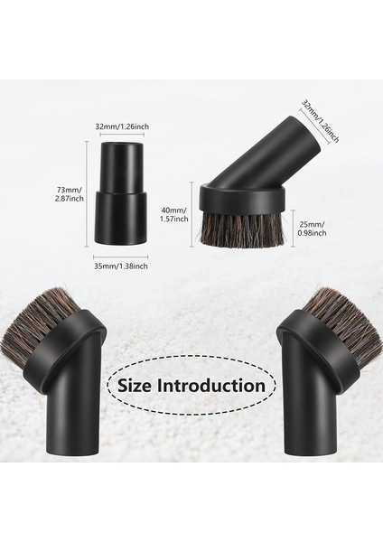 At Kılı Yuvarlak Toz Fırçası At Kılı Vakum Aparatı 1-1/4 Ila 1-3/8 Inç Hortum Adaptörü ile Vakum Aparatı (Yurt Dışından) modelleri