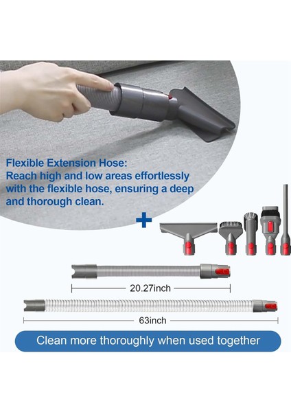 Dyson V15 V11 V10 V7 V8 Elektrikli Süpürge Için, Esnek Uzatma Hortumu Yatak Aleti Sert Fırça Yumuşak Kıl Ataşmanı (Yurt Dışından) modelleri