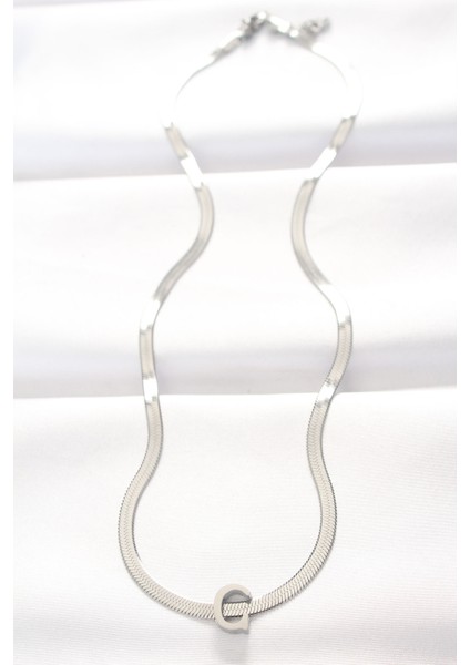 316L Çelik C Harfli Silver Renk İtalyan Zincirli Kolye - TJ-BKO8538 fiyatları