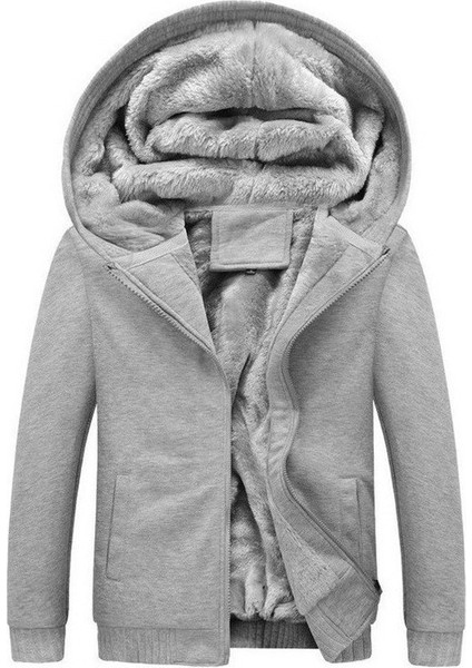 Erkek Kalın Peluş Kapşonlu Sweat (Yurt Dışından)