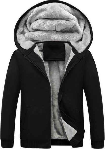 Erkek Kalın Peluş Kapşonlu Sweat (Yurt Dışından)
