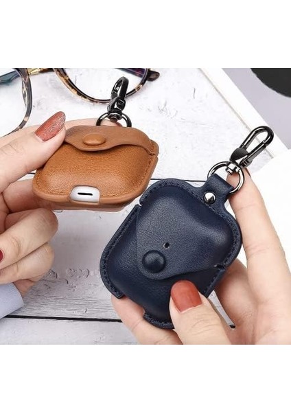 Airpods 1 ve 2.nesil Ile Uyumlu Deri Koruyucu Kılıf, Tpu Deri 1-2 Uyumlu Kılıf (Siyah)